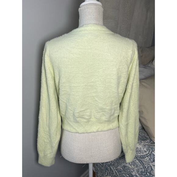 Willow & Wind Fuzzy Button Cardigan L Soft Pastel Green Knit Sweater Cozy Y2K - Picture 5 of 7